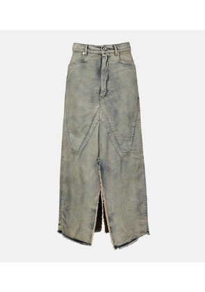 Rick Owens Distressed denim maxi skirt