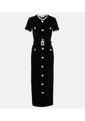 Self-Portrait Crystal-embellished chenille midi dress