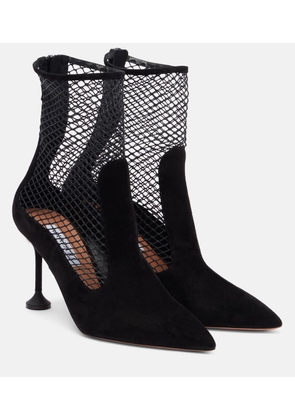 Aquazzura Dawn 85 suede and mesh ankle boots