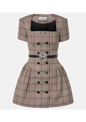 Self-Portrait Houndstooth wool-blend twill minidress