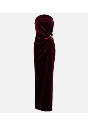 Self-Portrait Cutout embellished strapless velvet gown