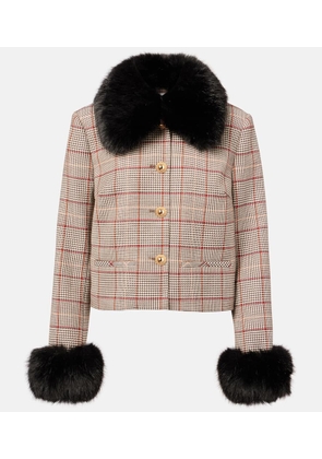 Self-Portrait Checked cropped jacket