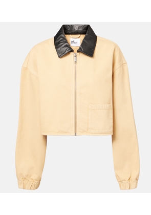 Self-Portrait Leather-trimmed denim jacket