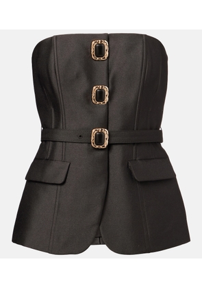 Self-Portrait Strapless embellished taffeta top