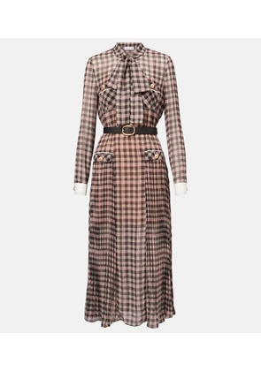 Self-Portrait Checked chiffon midi dress