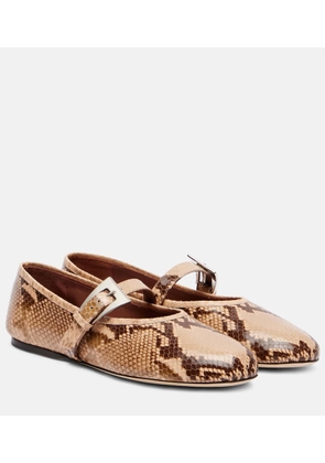 Paris Texas Sveva snake-effect leather ballet flats