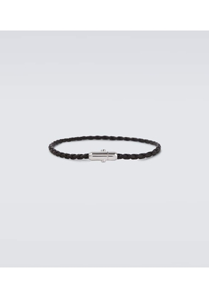 Bottega Veneta Braided leather and sterling silver bracelet