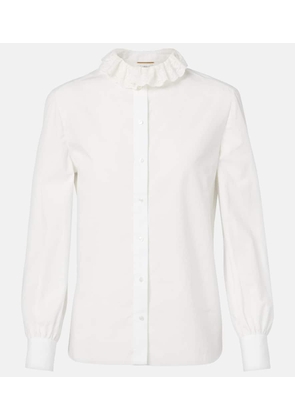 Saint Laurent Lace-trimmed cotton poplin blouse