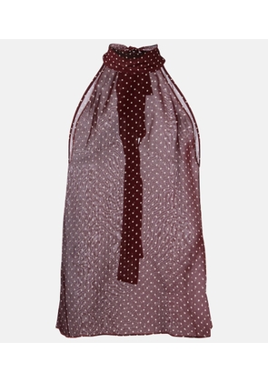 Nili Lotan Alla polka-dot halterneck silk top