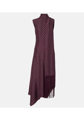 Acne Studios Asymmetric fringed silk midi dress