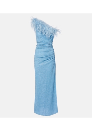 Oseree Lumiere Plumage one-shoulder maxi dress