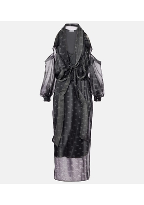 Acne Studios Draped printed sheer jersey midi dress
