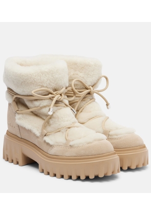 Hogan Hogan H700 shearling-trimmed suede ankle boots