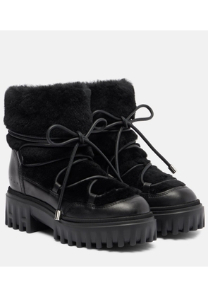 Hogan Shearling-trimmed leather snow boots