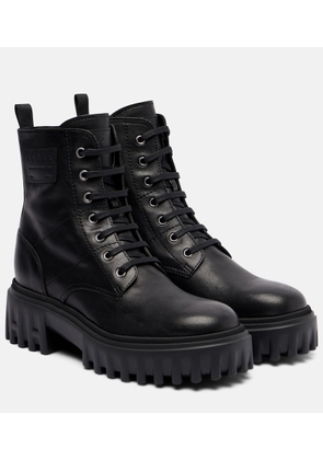 Hogan H700 leather combat boots