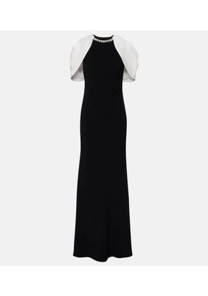 Roland Mouret Embellished caped satin crepe gown