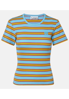Ganni Striped cotton-blend T-shirt