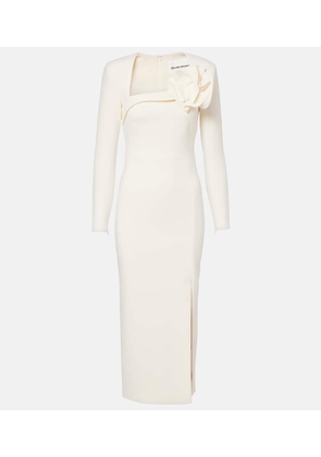 Roland Mouret Floral-applique crepe midi dress