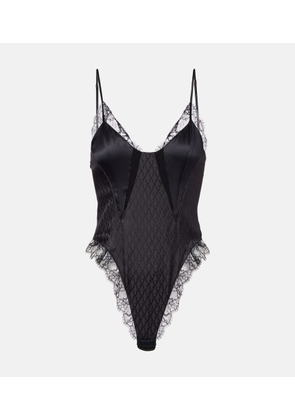 Versace Lace-trimmed silk-blend satin bodysuit