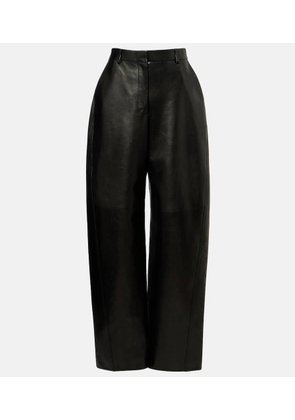 Givenchy High-rise leather barrel-leg pants