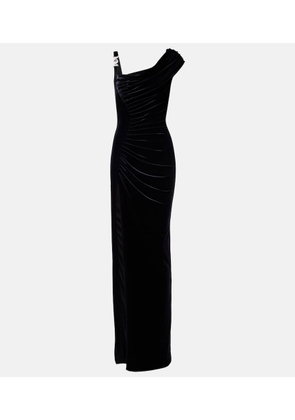 Versace Asymmetric gathered velvet gown