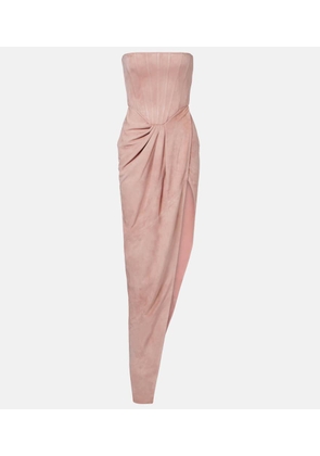 Alex Perry Draped suede bustier dress