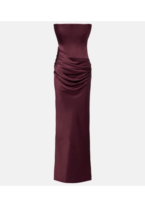 Alex Perry Draped crepe satin corset gown