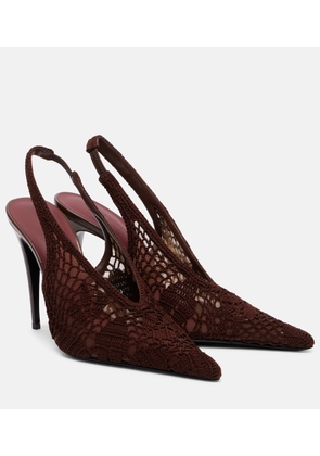 Magda Butrym Crochet-trimmed leather slingback pumps
