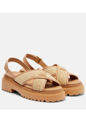 Prada Logo crochet and leather platform sandals