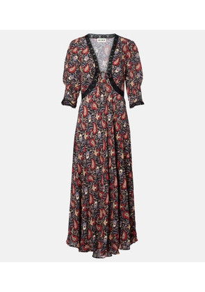 Rixo Amina floral crepe de chine midi dress