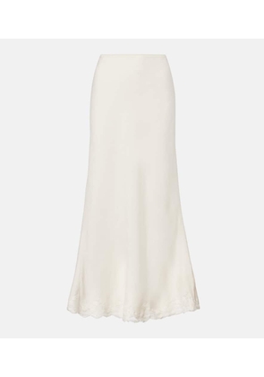 Rixo Crystal lace-trimmed cotton maxi skirt