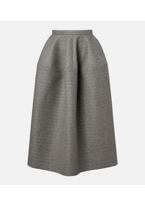 Erdem Striped wool and mohair flannel midi skirt