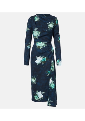 Erdem Floral draped cady midi dress