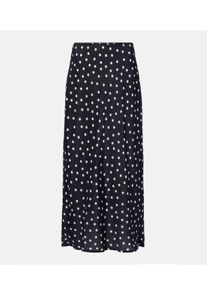 Rixo Ardith polka-dot silk midi skirt
