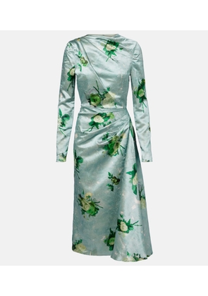 Erdem Draped floral satin midi dress