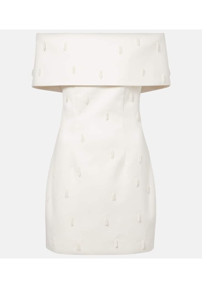 Rotate Beaded off-shoulder satin minidress