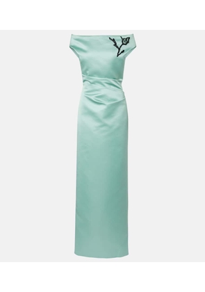 Erdem Floral off-shoulder duchesse satin gown