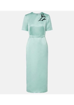 Erdem Floral belted duchesse satin midi dress