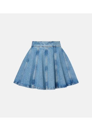 Rotate Pleated denim miniskirt