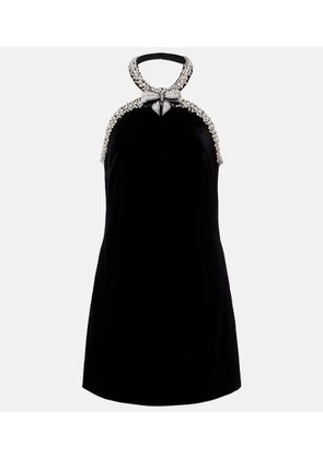 Self-Portrait Crystal-embellished velvet minidress