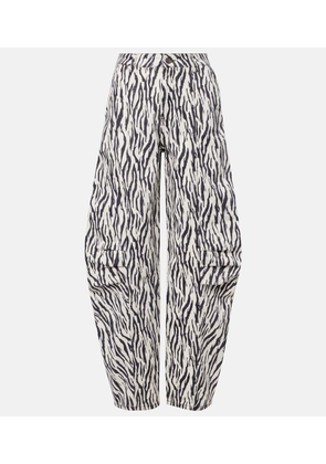 Rotate Printed cotton twill cargo pants