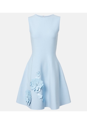 Oscar de la Renta Floral-applique sequined minidress