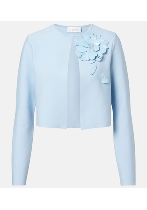 Oscar de la Renta Cropped floral-applique sequined jacket