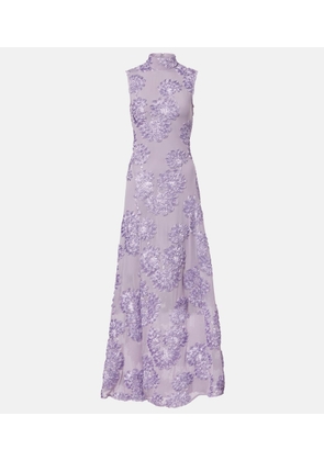 Rotate Floral embroidered mesh maxi dress