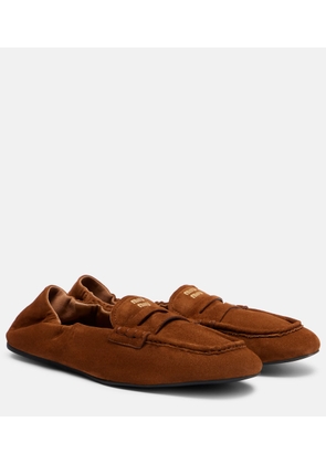 Miu Miu Ruches logo suede loafers