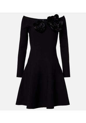 Oscar de la Renta Floral-applique off-shoulder minidress