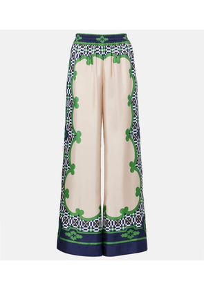 La DoubleJ Printed silk twill palazzo pants