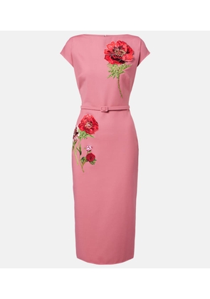 Oscar de la Renta Floral-applique midi dress