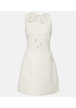 Oscar de la Renta Embroidered cotton-blend tweed minidress