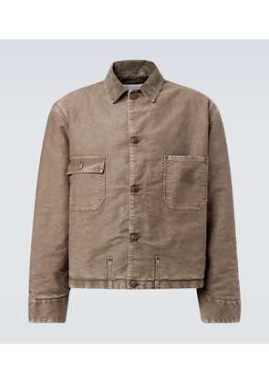 Maison Margiela Corduroy-trimmed distressed denim jacket